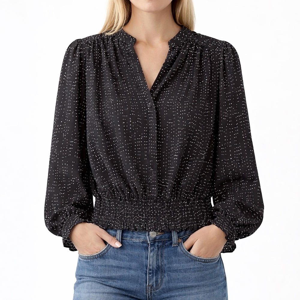 Monteau Los Angeles Black Polka Dot Blouse – Size S